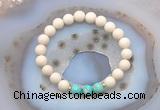 CGB6467 8mm round matte white fossil jasper & sea sediment jasper beaded bracelets