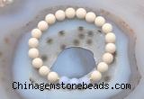 CGB6469 8mm round matte white fossil jasper & blue lace agate beaded bracelets