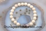 CGB6470 8mm round matte white fossil jasper & Botswana agate beaded bracelets