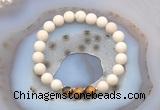 CGB6473 8mm round matte white fossil jasper & yellow tiger eye beaded bracelets