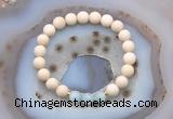 CGB6481 8mm round matte white fossil jasper & aquamarine beaded bracelets