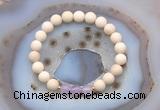 CGB6482 8mm round matte white fossil jasper & lavender amethyst beaded bracelets