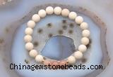 CGB6484 8mm round matte white fossil jasper & moonstone beaded bracelets