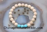 CGB6491 8mm round matte white fossil jasper & blue howlite beaded bracelets