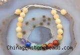 CGB6502 8mm round honey jade 7 chakra beads adjustable bracelets