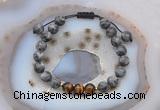 CGB6591 8mm round matte black labradorite & yellow tiger eye adjustable bracelets