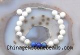 CGB6594 8mm round matte white howlite & lapis lazuli adjustable bracelets