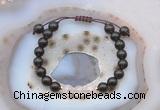 CGB6598 8mm round smoky quartz & rose quartz adjustable bracelets