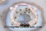 CGB6600 8mm round rose quartz & garnet adjustable bracelets