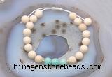 CGB6617 8mm round white fossil jasper & amazonite adjustable bracelets