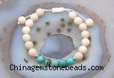 CGB6624 8mm round white fossil jasper & blue sea sediment jasper adjustable bracelets