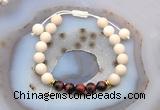 CGB6630 8mm round white fossil jasper & red tiger eye adjustable bracelets