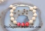 CGB6655 10mm round white fossil jasper & red banded agate adjustable bracelets