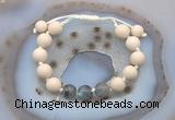 CGB6673 10mm round white fossil jasper & labradorite adjustable bracelets