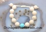 CGB6703 12mm round white fossil jasper & blue howlite adjustable bracelets