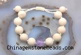 CGB6716 12mm round white fossil jasper & lavender amethyst adjustable bracelets