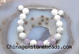 CGB6743 10mm round white howlite & lavender amethyst adjustable bracelets