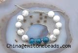 CGB6747 Hand-knotted 10mm round white howlite & apatite adjustable bracelets