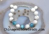 CGB6750 Hand-knotted 10mm round white howlite & apatite adjustable bracelets