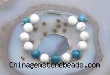 CGB6752 Hand-knotted 10mm round white howlite & apatite adjustable bracelets