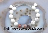 CGB6756 10mm round white howlite & botswana agate adjustable bracelets