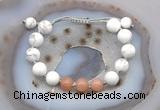 CGB6763 10mm round white howlite & moonstone adjustable bracelets