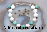 CGB6767 10mm round white howlite & amazonite adjustable bracelets