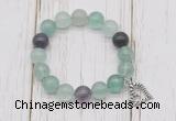 CGB6805 10mm, 12mm fluorite beaded bracelet with alloy pendant