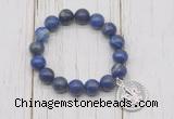 CGB6820 10mm, 12mm lapis lazuli beaded bracelet with alloy pendant