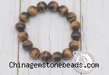 CGB6824 10mm, 12mm yellow tiger eye beaded bracelet with alloy pendant