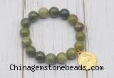 CGB6837 10mm, 12mm Canadian jade beaded bracelet with alloy pendant