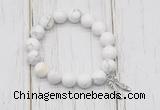 CGB6839 10mm, 12mm white howlite beaded bracelet with alloy pendant