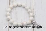 CGB6840 10mm, 12mm white howlite turquoise beaded bracelet with alloy pendant