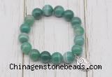 CGB6854 10mm, 12mm green banded agate beaded bracelet with alloy pendant