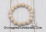 CGB6872 10mm, 12mm white fossil jasper beaded bracelet with alloy pendant