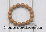 CGB6880 10mm, 12mm wooden jasper beaded bracelet with alloy pendant