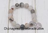 CGB6892 10mm, 12mm matte montana agate beaded bracelet with alloy pendant