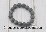 CGB6909 10mm, 12mm matte black labradorite beaded bracelet with alloy pendant