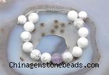 CGB6930 12mm round white howlite & lavender amethyst adjustable bracelets