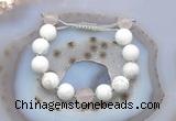 CGB6935 12mm round white howlite & rose quartz adjustable bracelets
