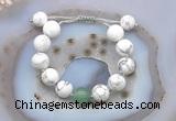 CGB6936 12mm round white howlite & green aventurine adjustable bracelets