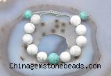 CGB6937 12mm round white howlite & sea sediment jasper adjustable bracelets