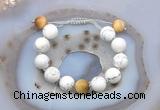 CGB6938 12mm round white howlite & golden tiger eye adjustable bracelets