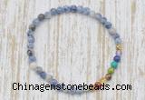 CGB7011 7 chakra 4mm blue spot stone beaded meditation yoga bracelets