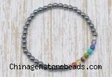 CGB7020 7 chakra 4mm hematite beaded meditation yoga bracelets