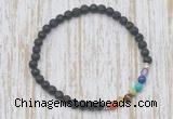 CGB7021 7 chakra 4mm black lava beaded meditation yoga bracelets