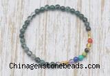 CGB7029 7 chakra 4mm moss agate beaded meditation yoga bracelets