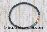 CGB7033 7 chakra 4mm black onyx beaded meditation yoga bracelets