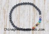 CGB7058 7 chakra 4mm blue goldstone beaded meditation yoga bracelets