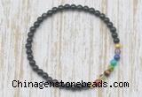 CGB7062 7 chakra 4mm black obsidian beaded meditation yoga bracelets